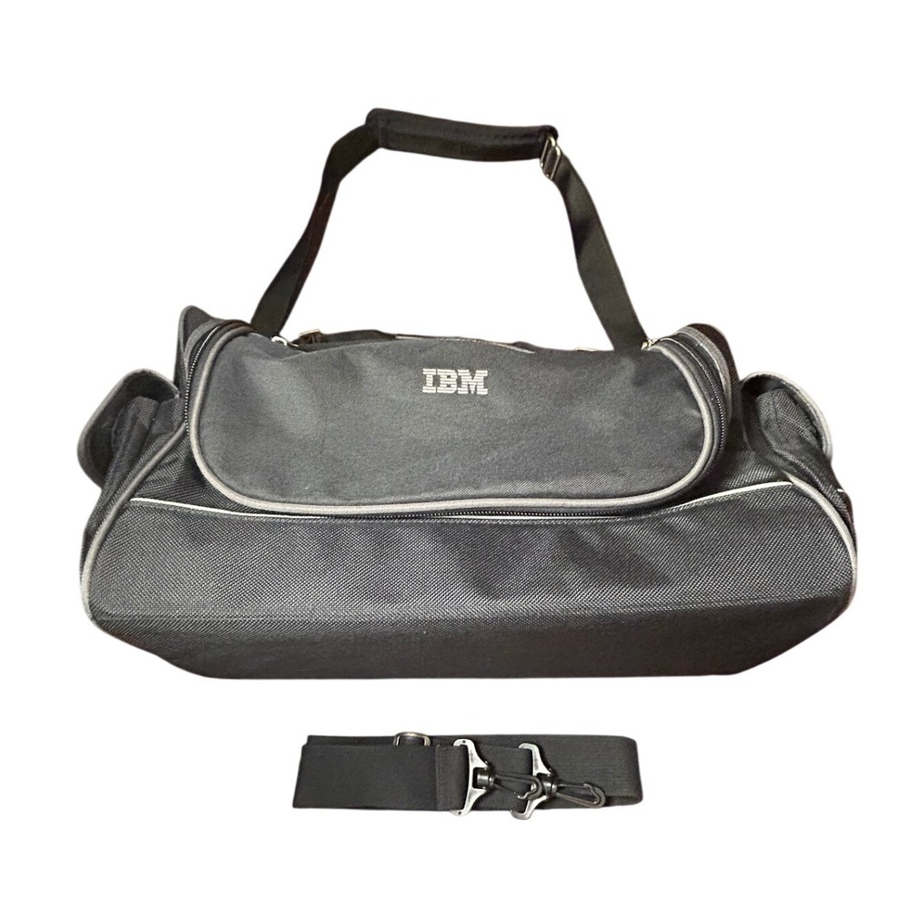 Vintage 90s IBM Duffel Bag Large Black Ballistic Nylon Travel Gym Tech Gorpcore